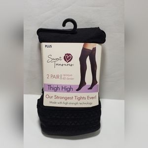 NWT Secret Treasures Women's Opaque Thigh Highs 2 Pair Plus Size
